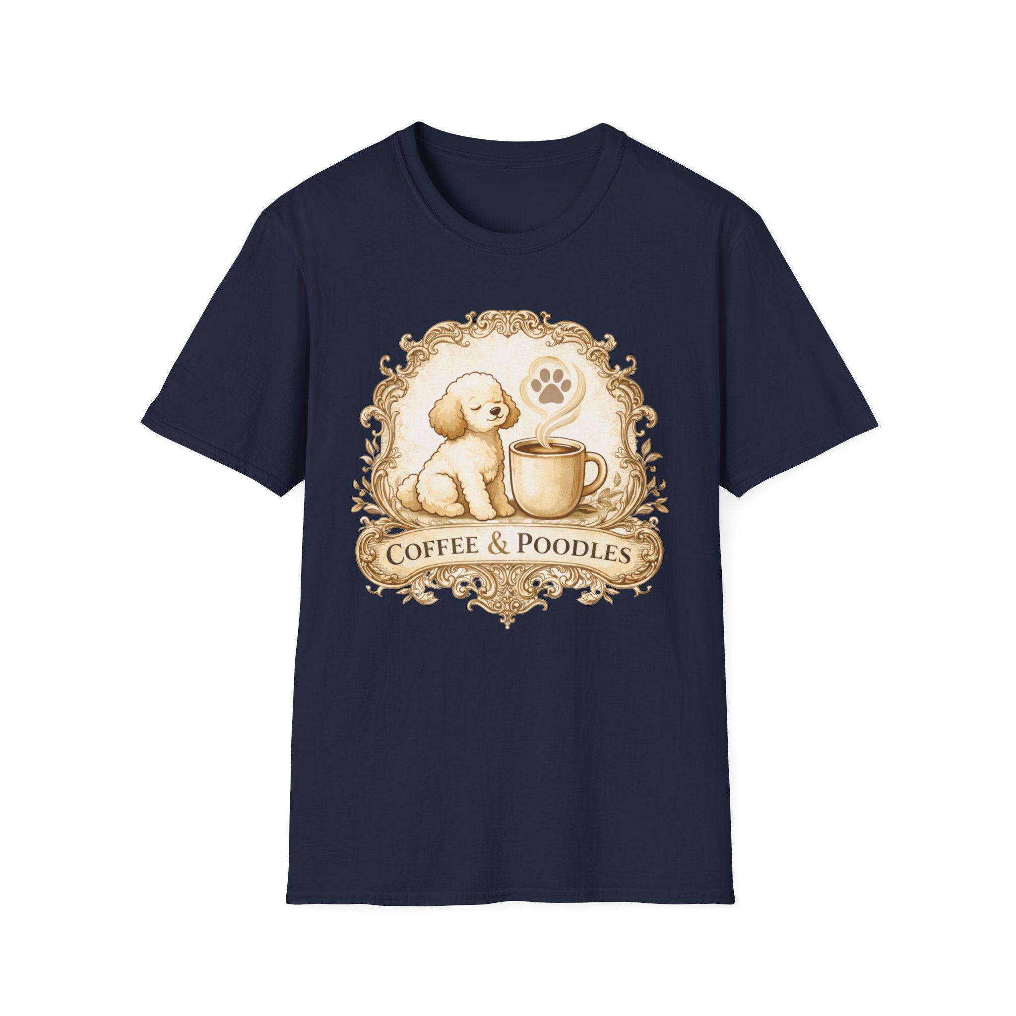Coffee & Poodles Filigree Emblem T-Shirt