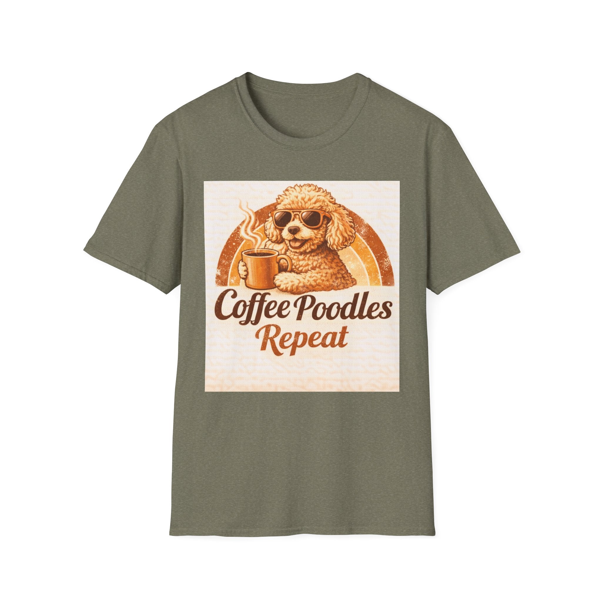 70's Retro Coffee Poodles Repeat T-Shirt