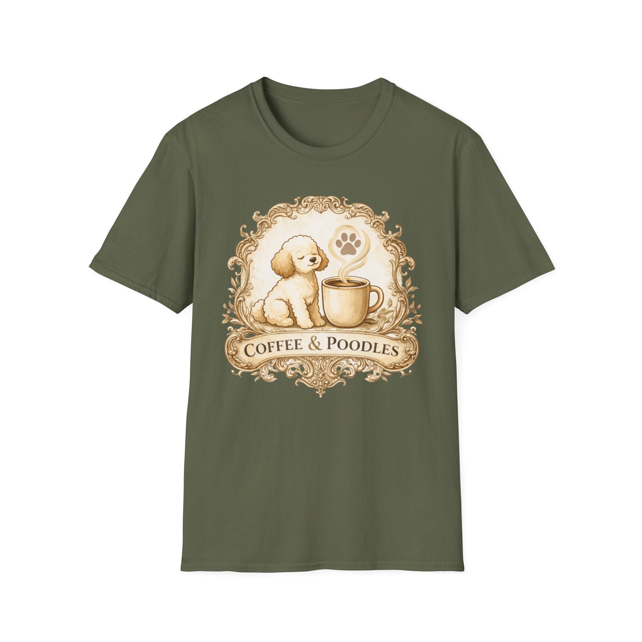 Coffee & Poodles Filigree Emblem T-Shirt