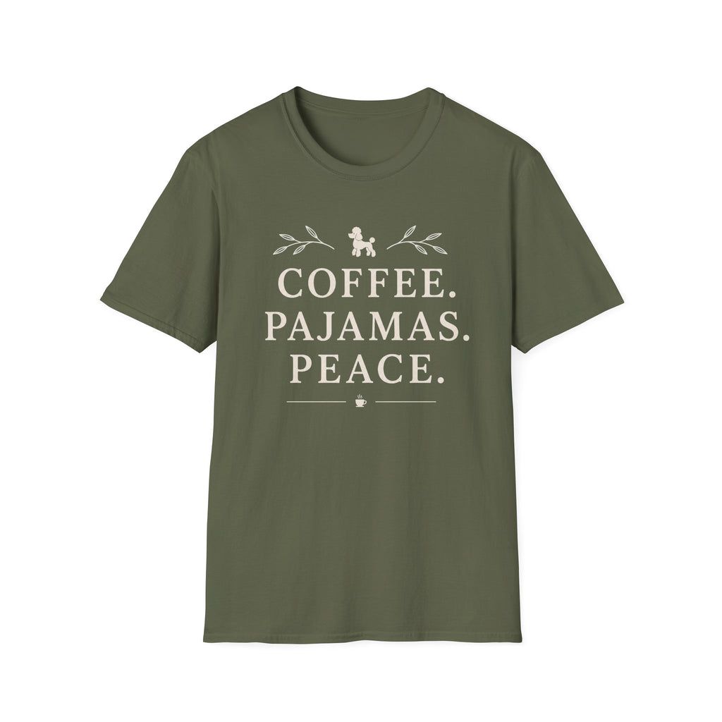 Coffee.Pajamas.Peace. T-Shirt