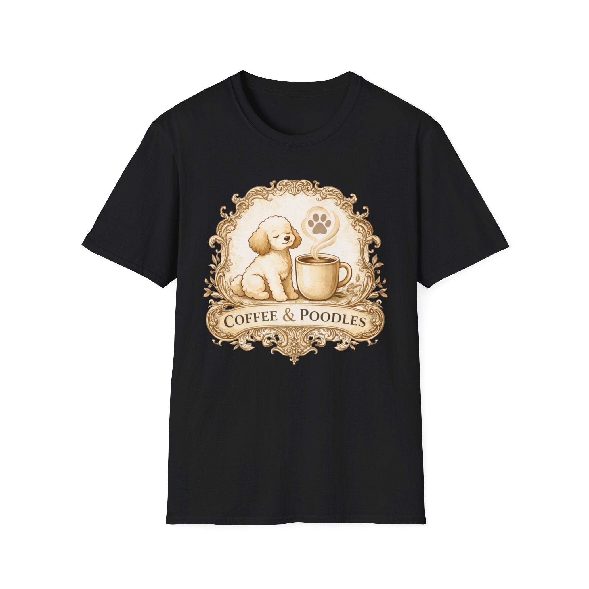 Coffee & Poodles Filigree Emblem T-Shirt